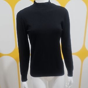 Capsule Wardrobe Cielo Black Mock Neck Knit Long Sleeved Top Office Size M